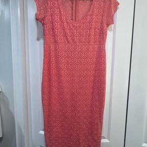 bebe Coral Lace Midi Dress